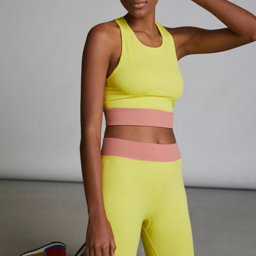 Anthropologie Yellow and Nude Sports Bra or crop top